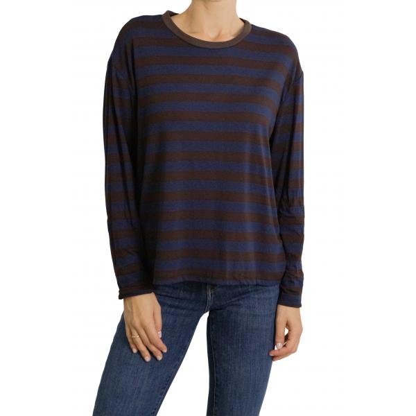 Maglia con contrasto di colore colletto a righe morbida 